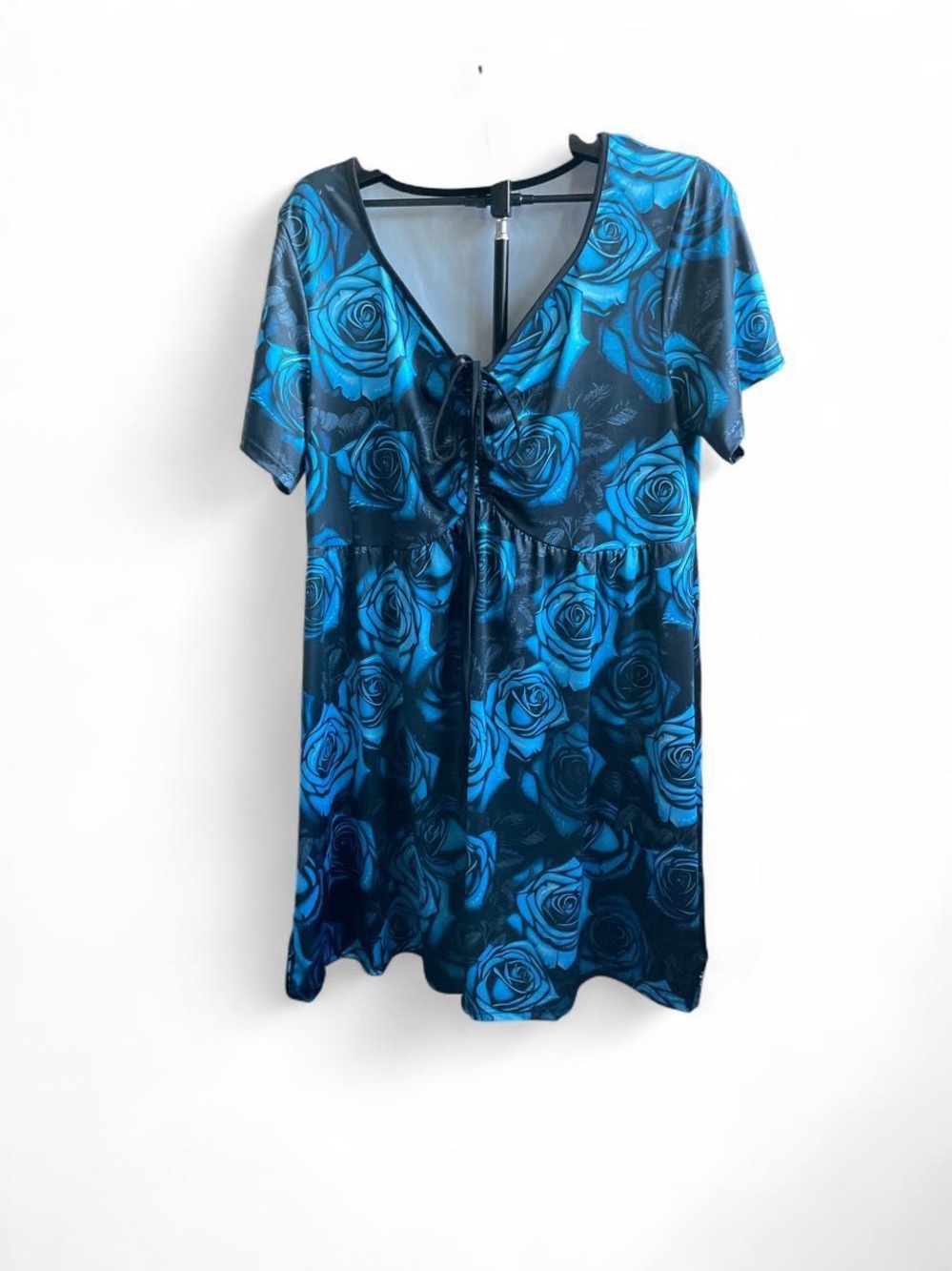 Blue Rose Print Women's Dress